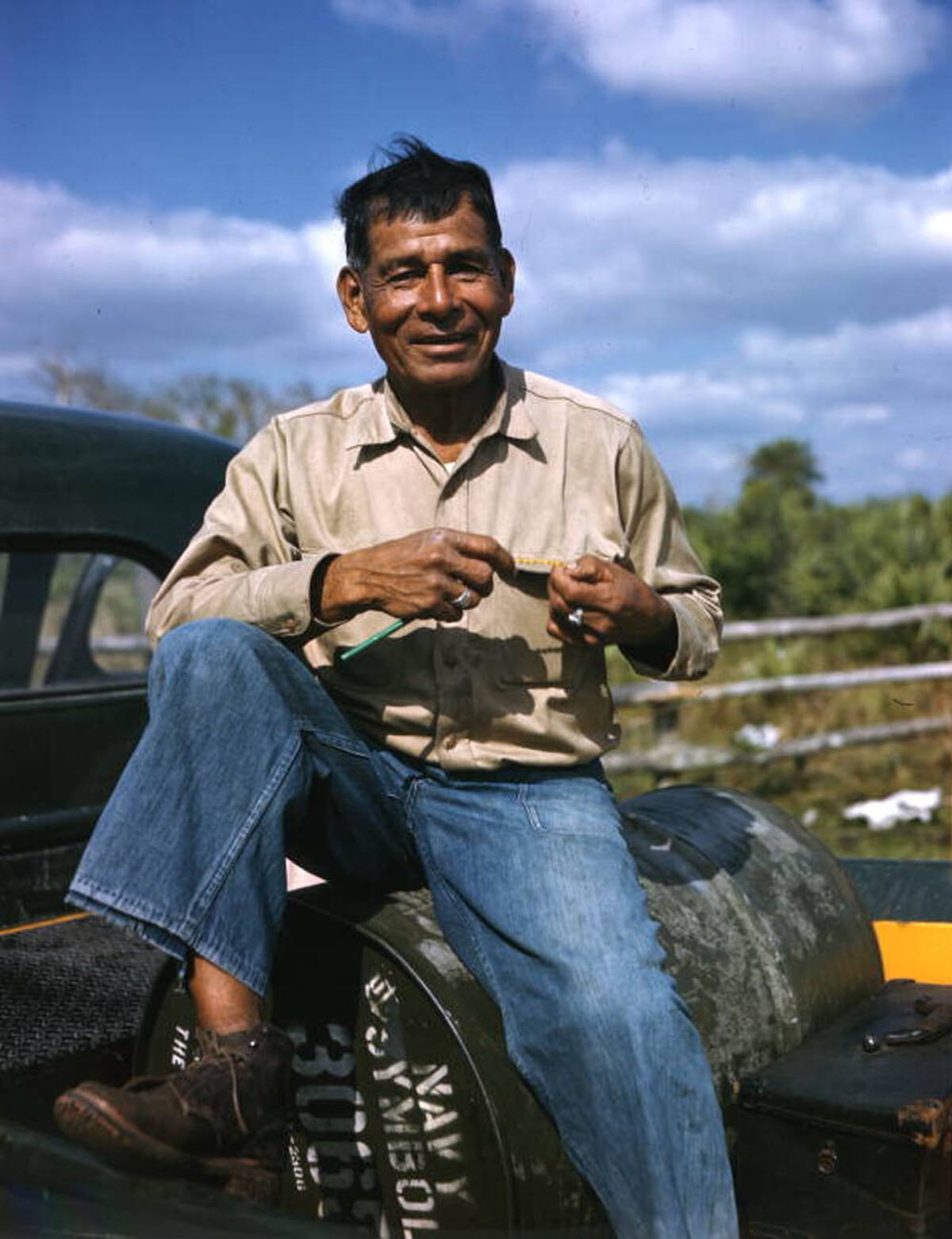 Lonnie Buck at the Brighton Seminole Indian Reservation, 1940s