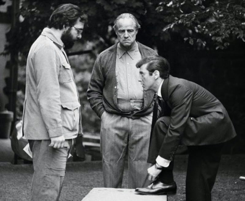 Francis Ford Coppola with Al Pacino and Marlon Brando, The Godfather, 1972
