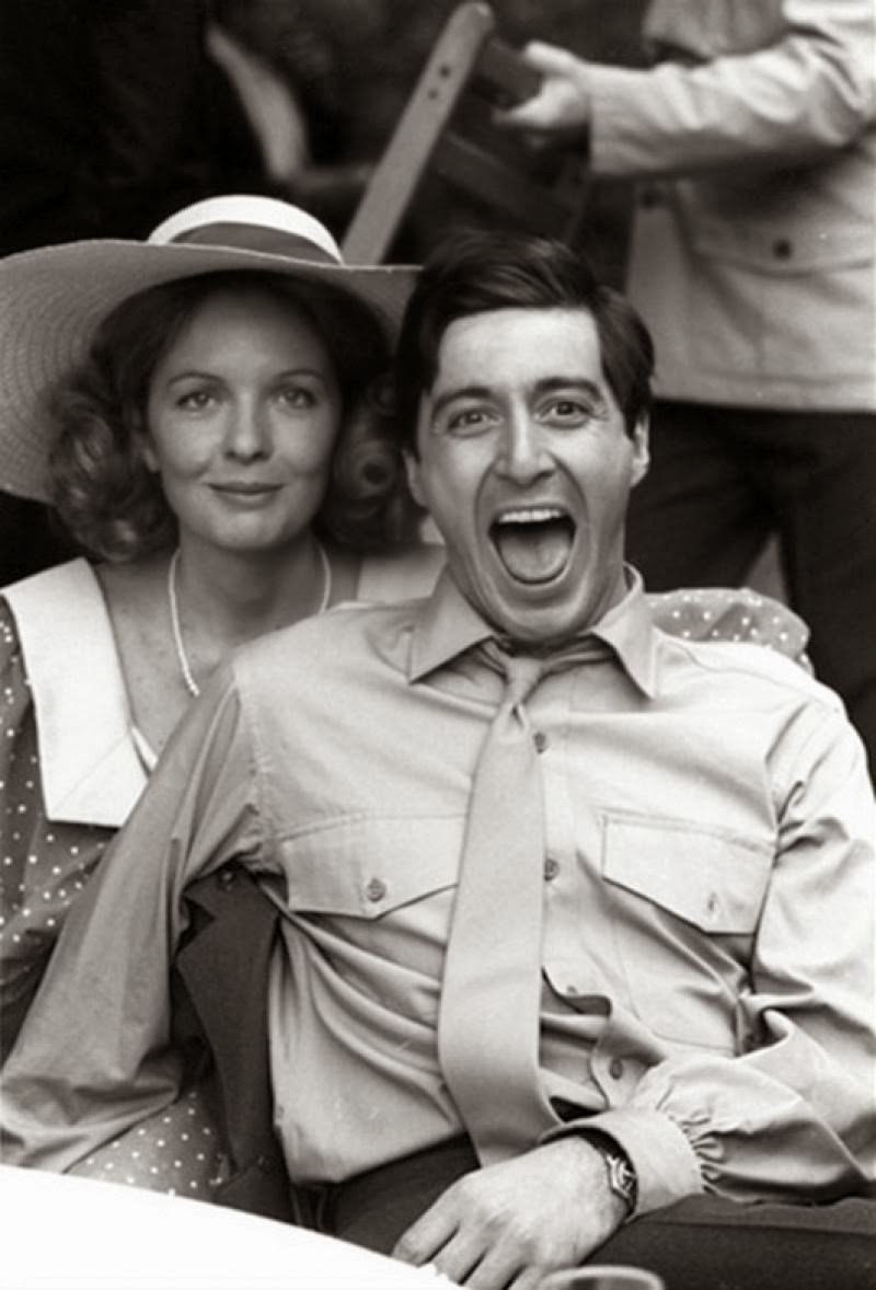 Diane Keaton and Al Pacino between takes, The Godfather, 1972