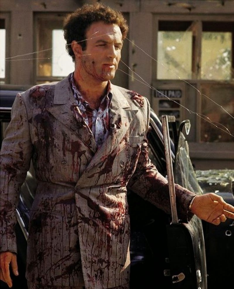 James Caan taking a break during the tollbooth assassination scene, The Godfather, 1972