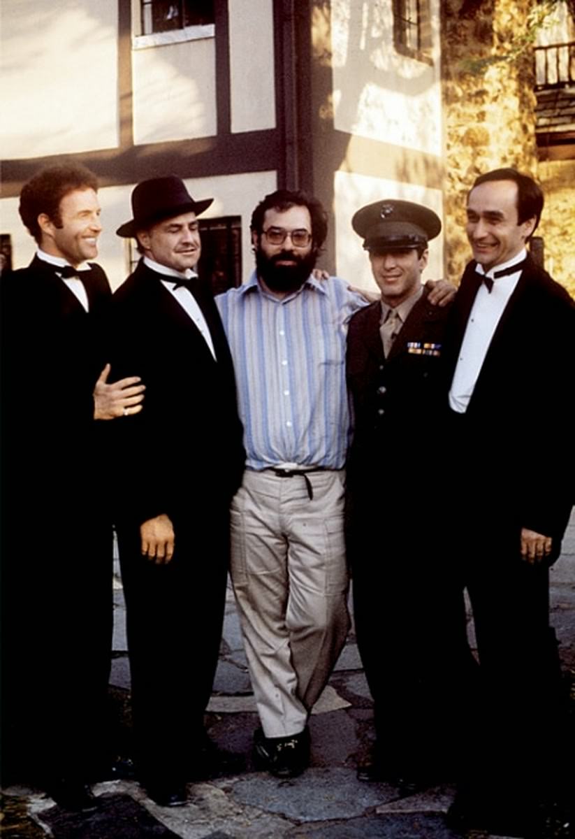 Francis Ford Coppola with James Caan, Marlon Brando, Al Pacino, and John Cazale, The Godfather, 1972