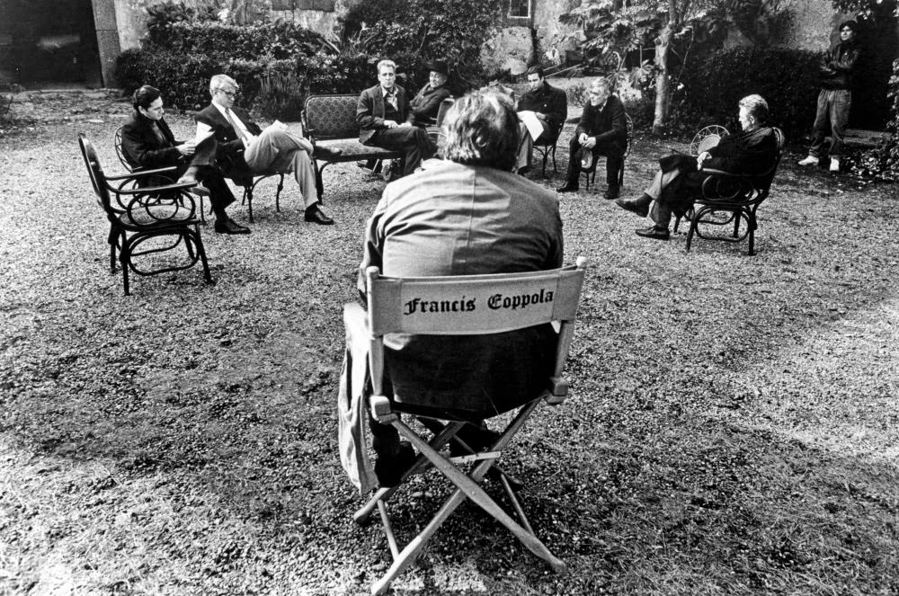 Francis Ford Coppola overseeing a script read-through, The Godfather Part III, 1990