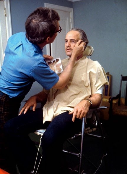 Makeup artist Dick Smith transforming Marlon Brando into Don Corleone, The Godfather, 1972