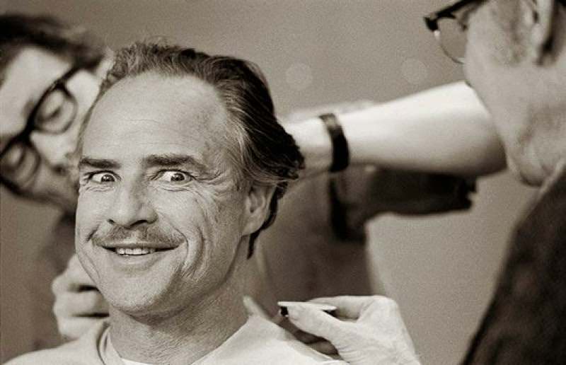 Marlon Brando during a makeup session, The Godfather, 1972