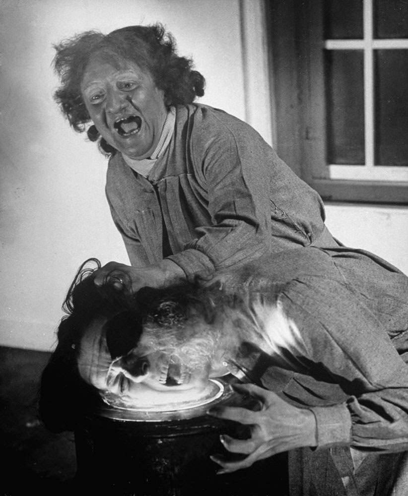 Retribution scene featuring a red-hot stove at the Grand Guignol, 1947
