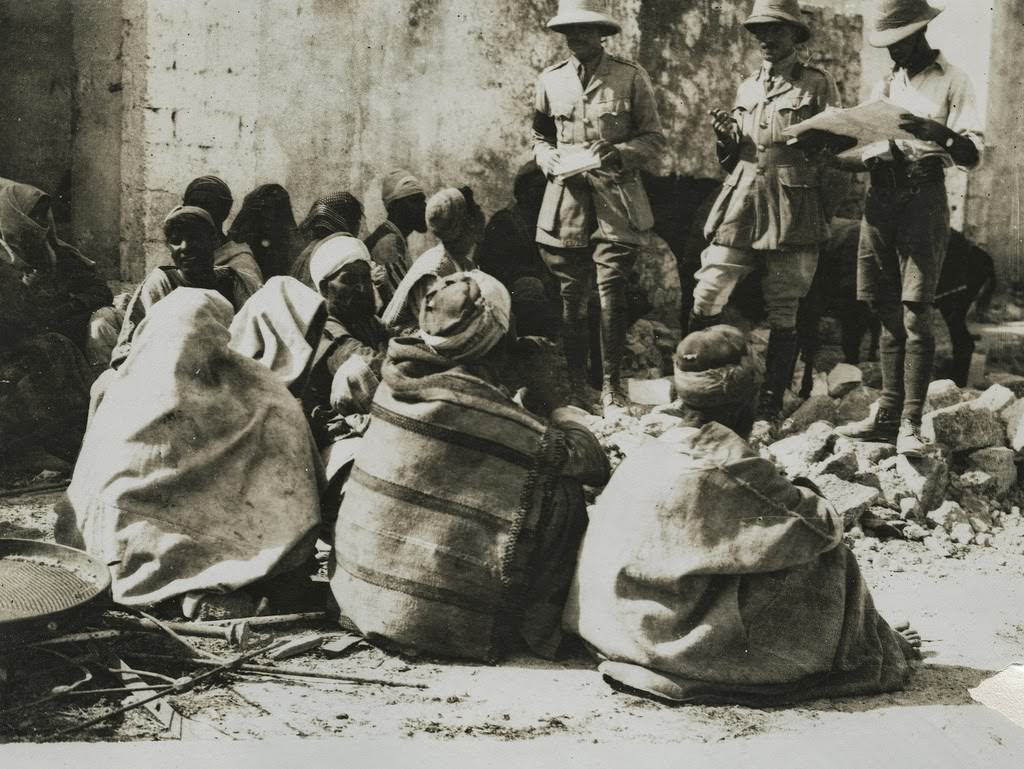 Interrogating the natives in a Palestine village, 1914