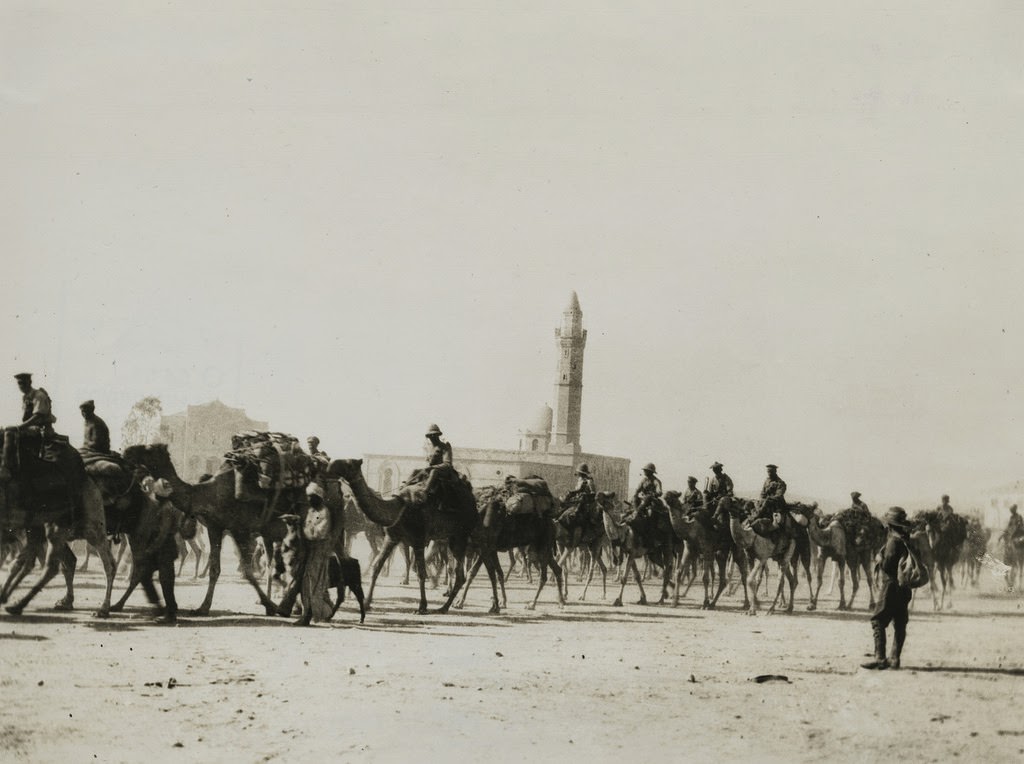 Imperial Camel Corps marching into Beersheba, 1917