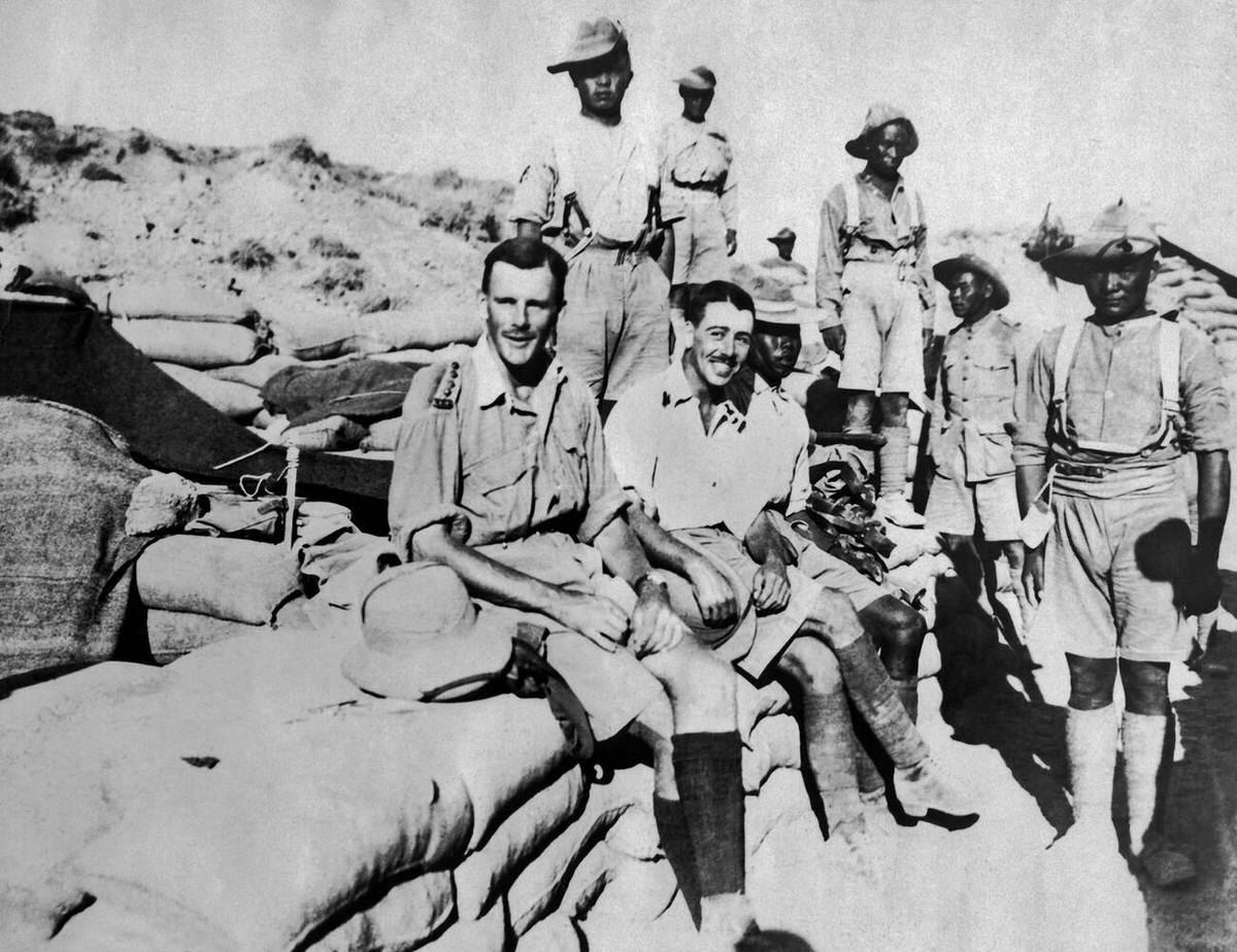 Officers and men of the Gurkha Rifle Battalion assisting British troops in Palestine, 1917