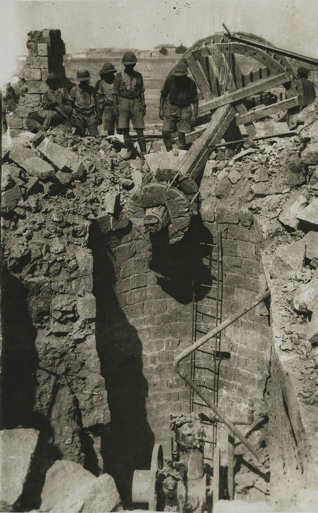 Well destroyed by the Turks at Beersheba as found by British and Australian troops, 1917
