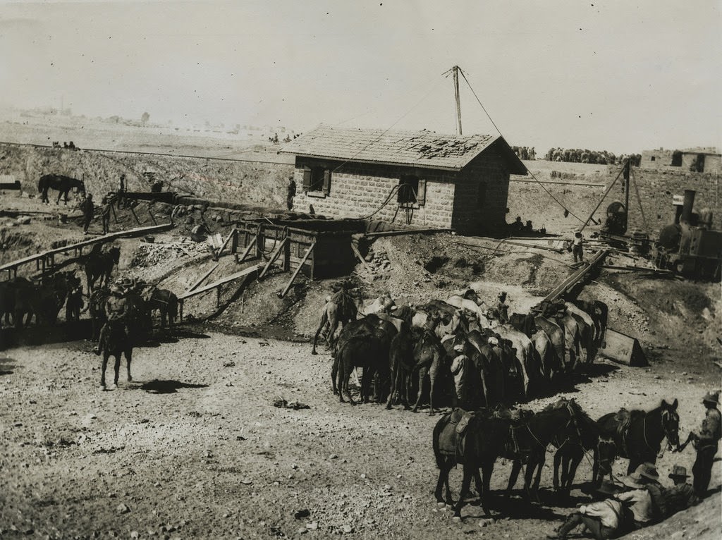 Arrivals outside Beersheba Station, 1917
