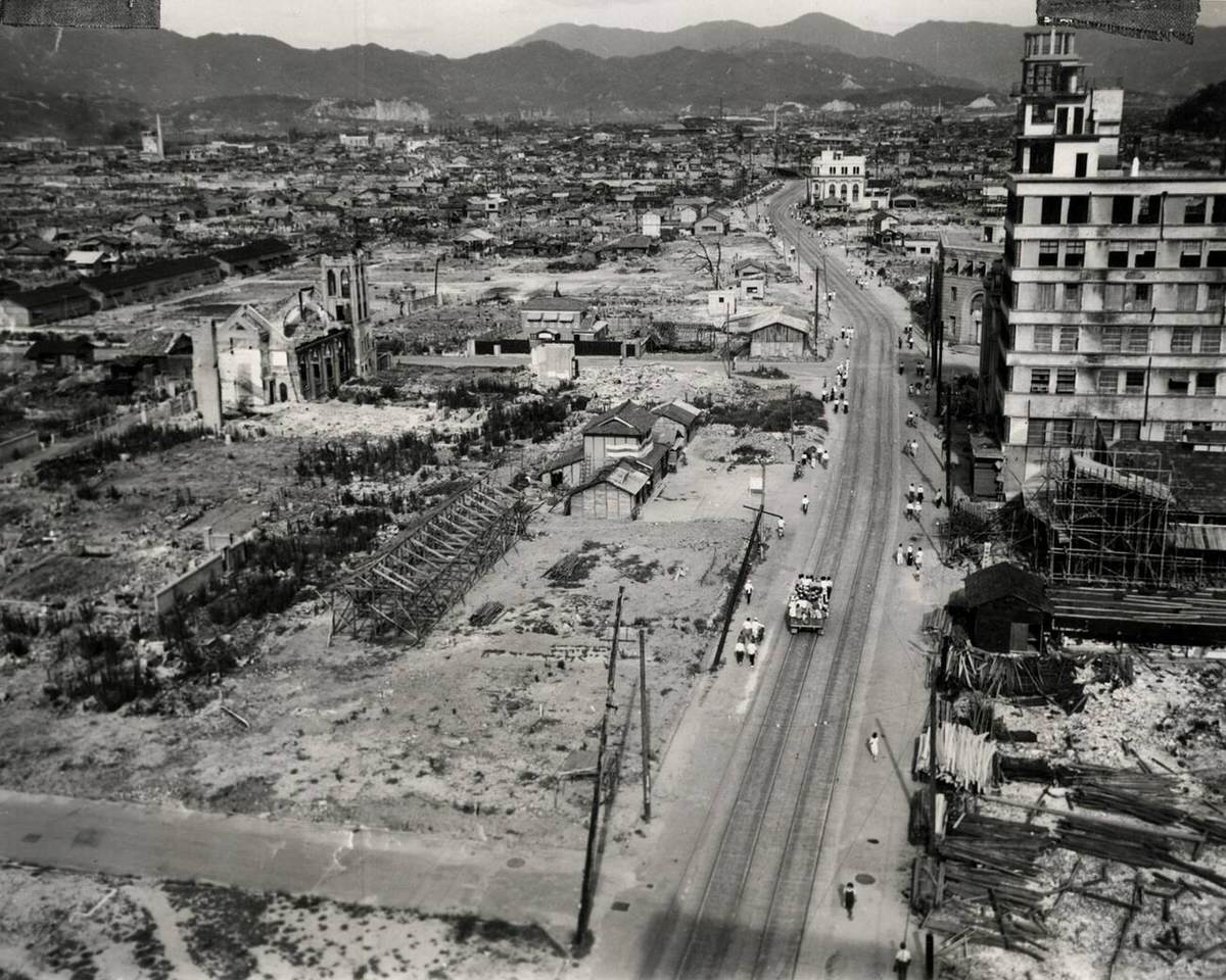 Ruins in the center of Hiroshima one year after the atomic bomb, 1946