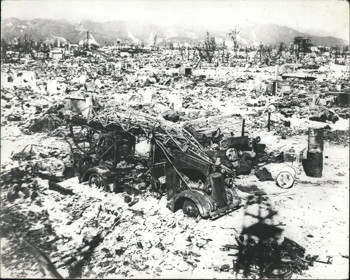 Destruction in Hiroshima after the atomic bomb, 1945