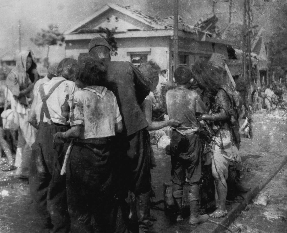 Hiroshima three hours after the atomic bomb, 1945