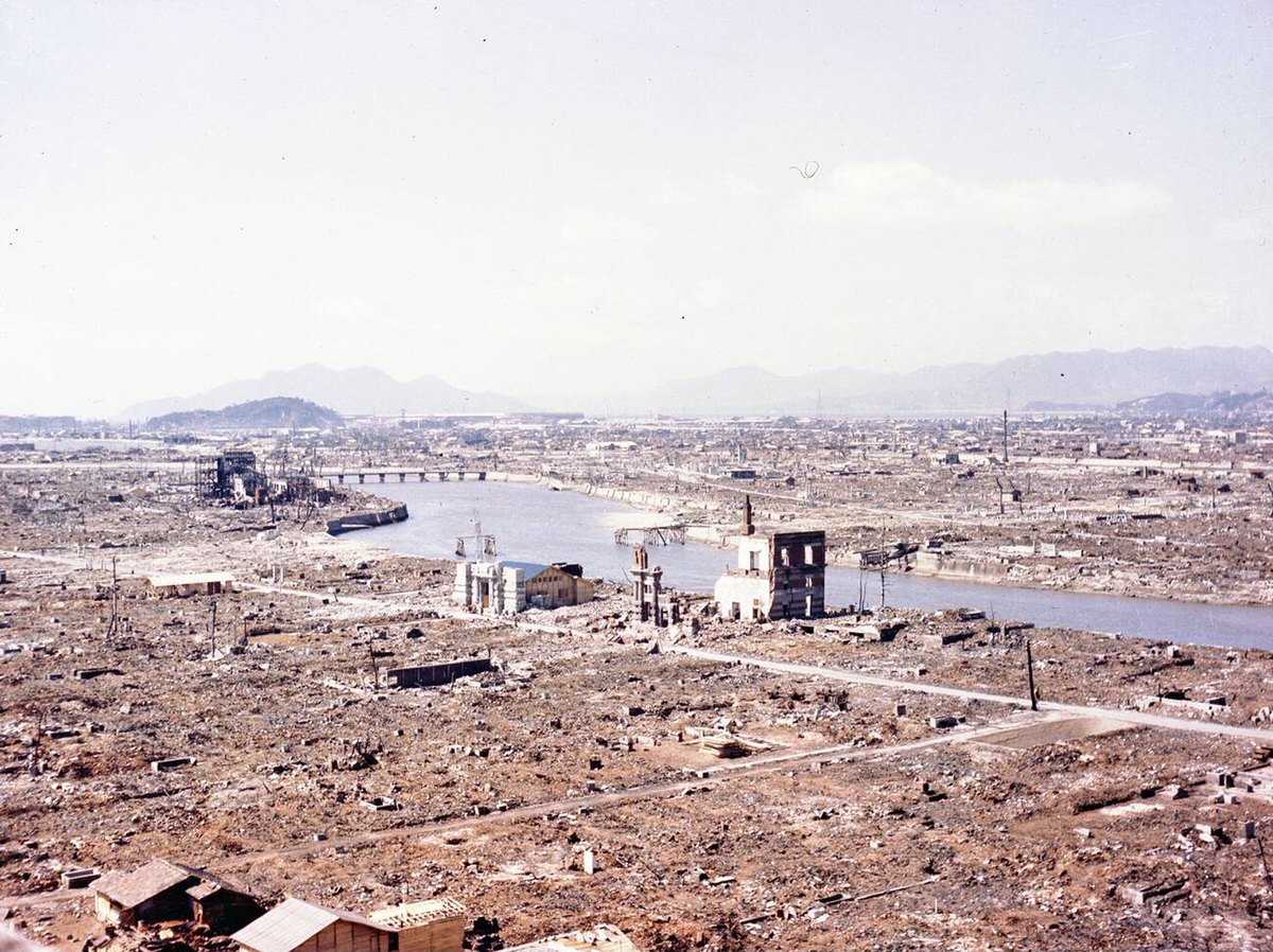 General view of complete devastation in Hiroshima seen from ground zero, 1946