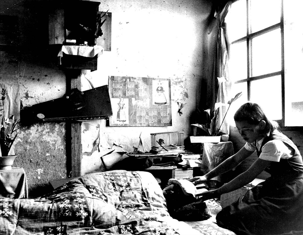 Radiation victim Yoshiko Nishikawa resting in a charity home in Hiroshima, 1955
