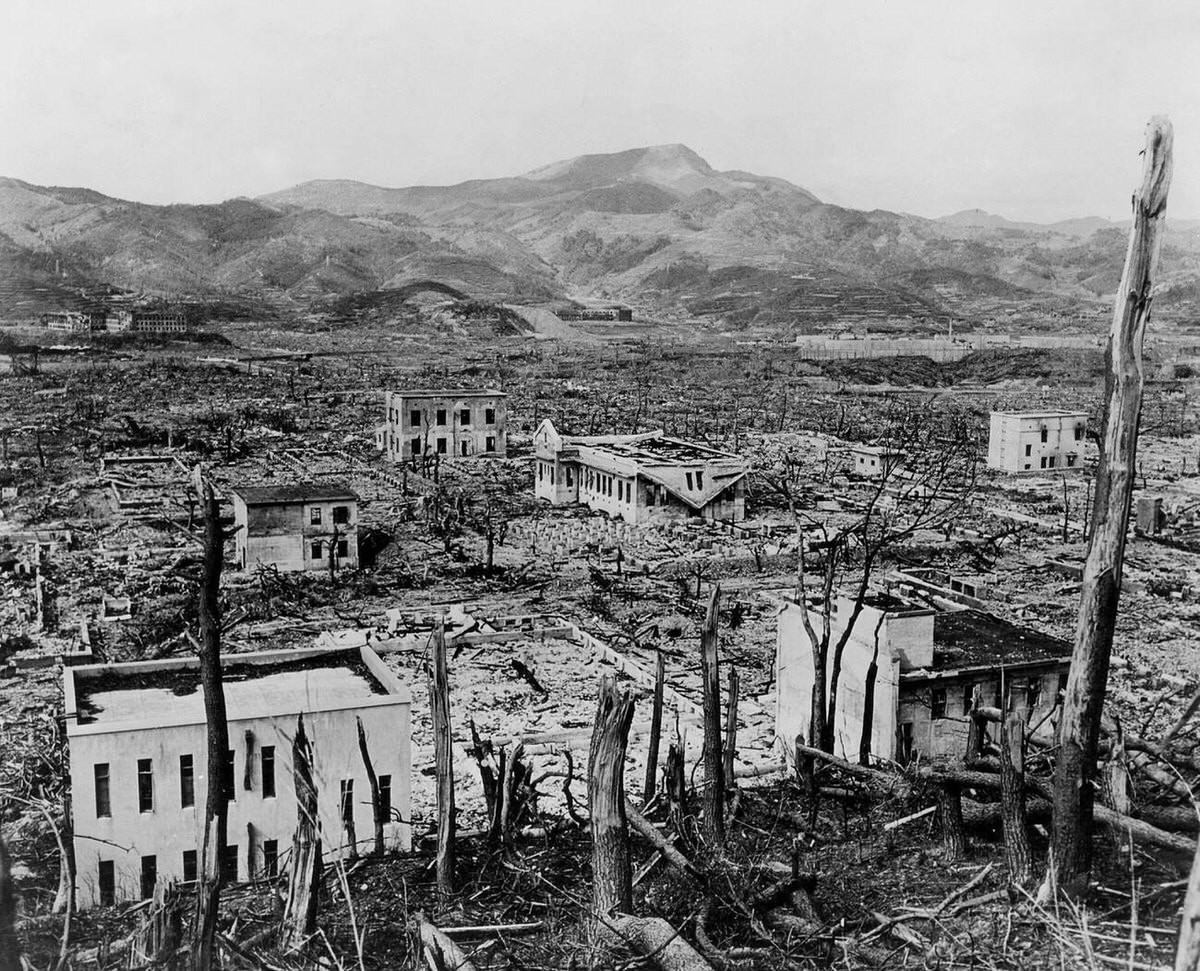 View of destroyed Nagasaki after the atomic bomb, 1945