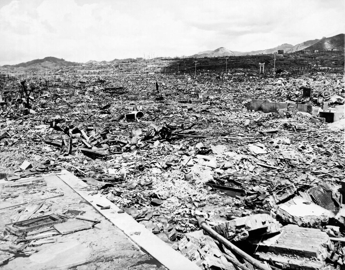 Remains of Nagasaki at the epicenter one month after the atomic bomb, 1945