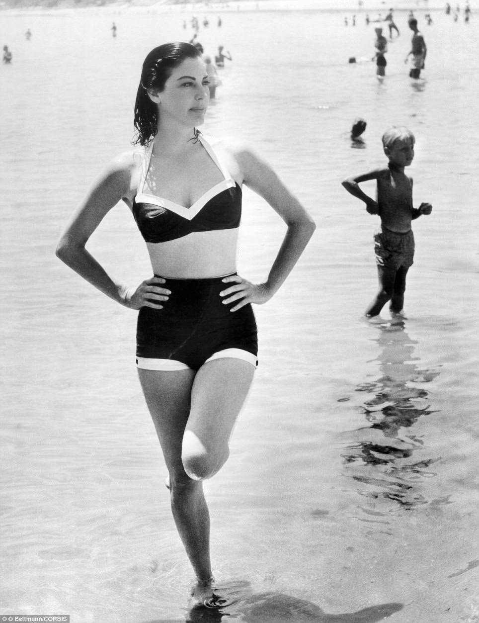 Ava Gardner on the beach, 1940s