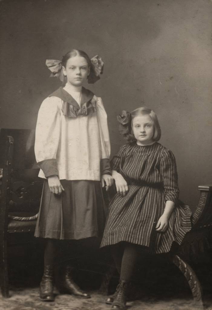 Studio portrait of two young girls, 1890s