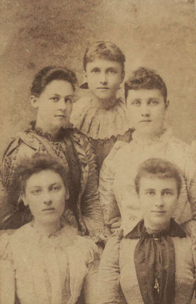 Studio portrait of five young women, 1890s