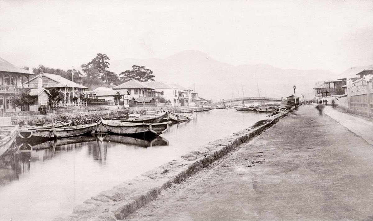 Creek in Nagasaki, 1870s