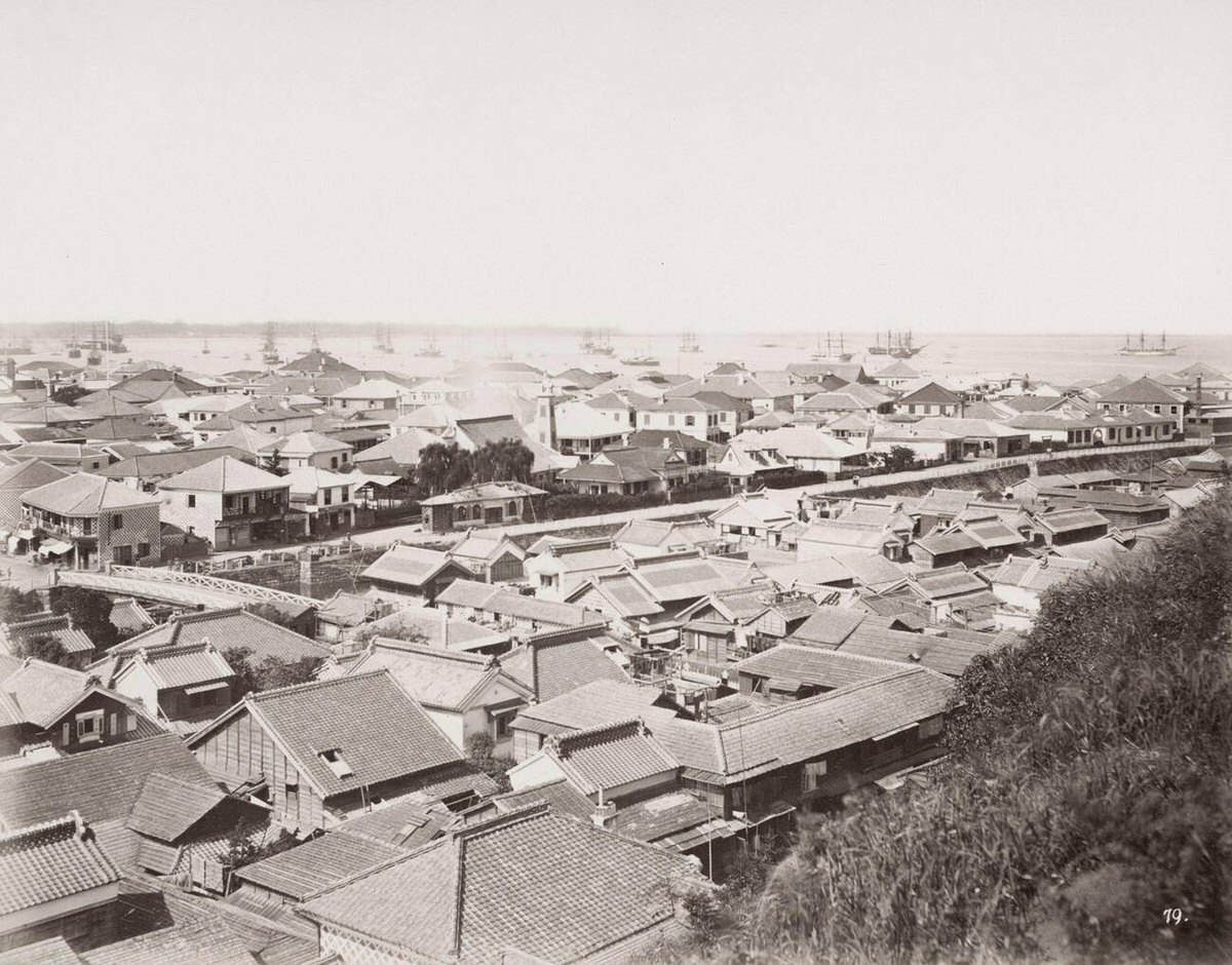 Bay and city of Yokohama, 1870s