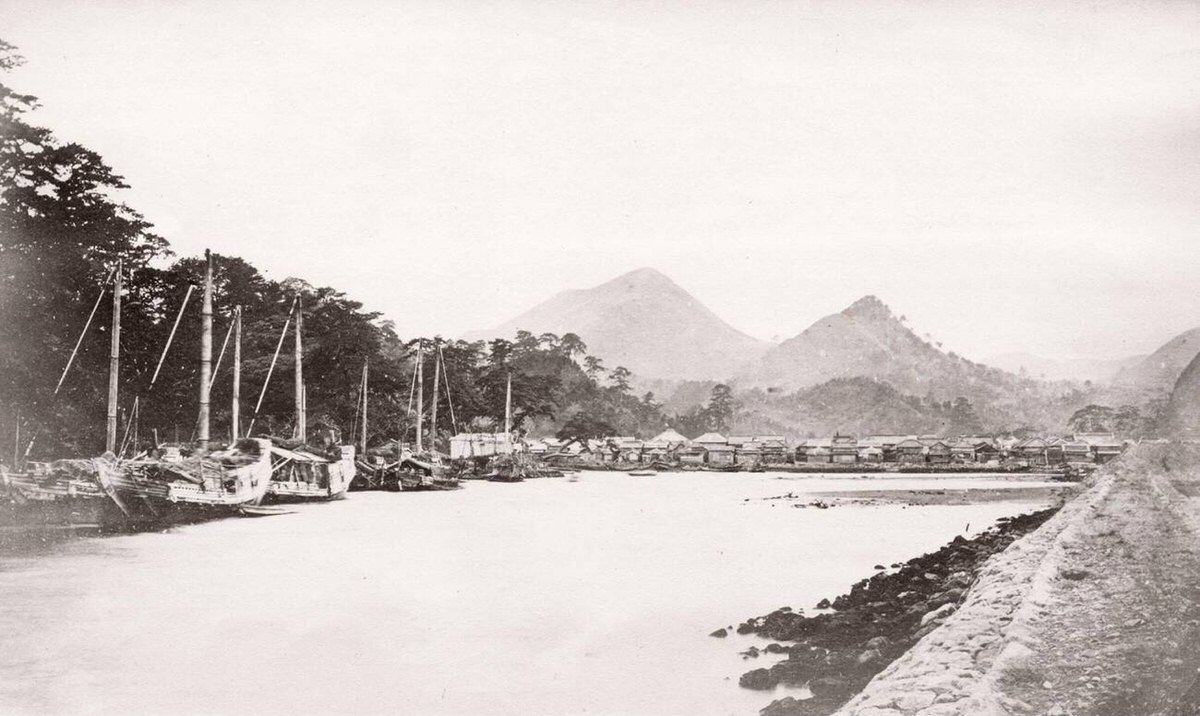 Entrance to the river in Shimoda, 1870s