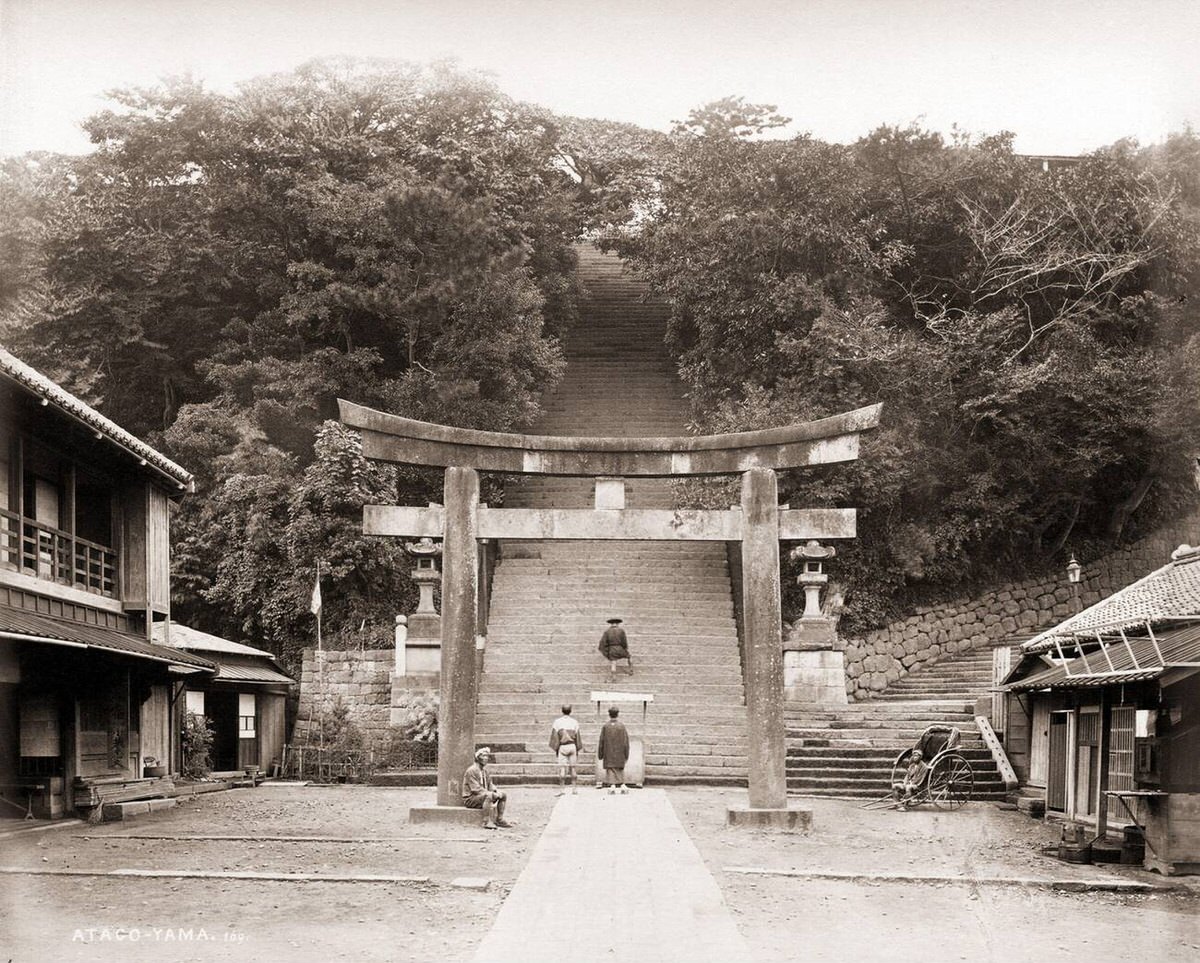 Torii gate of Atago Shrine at Mt. Atago in Tokyo, 1870