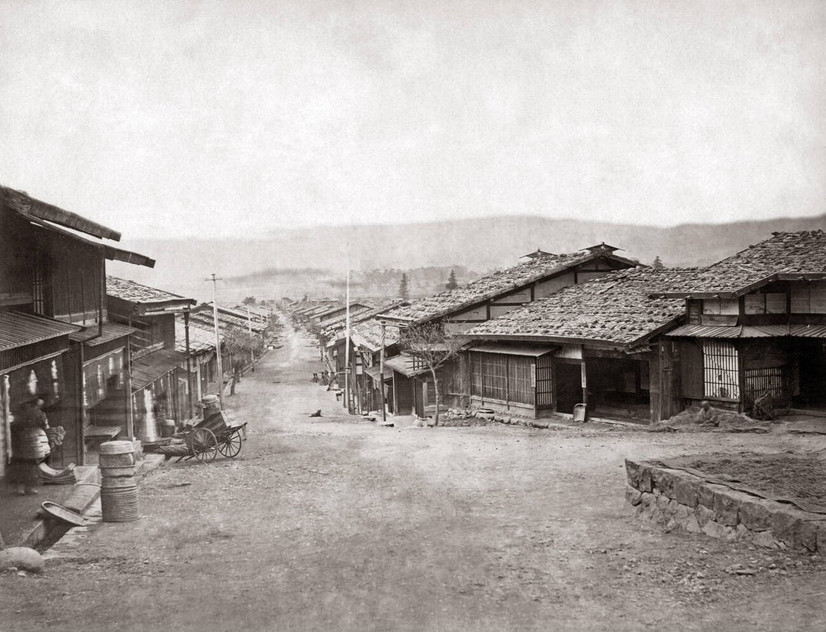 Village scene in Japan, 1870s
