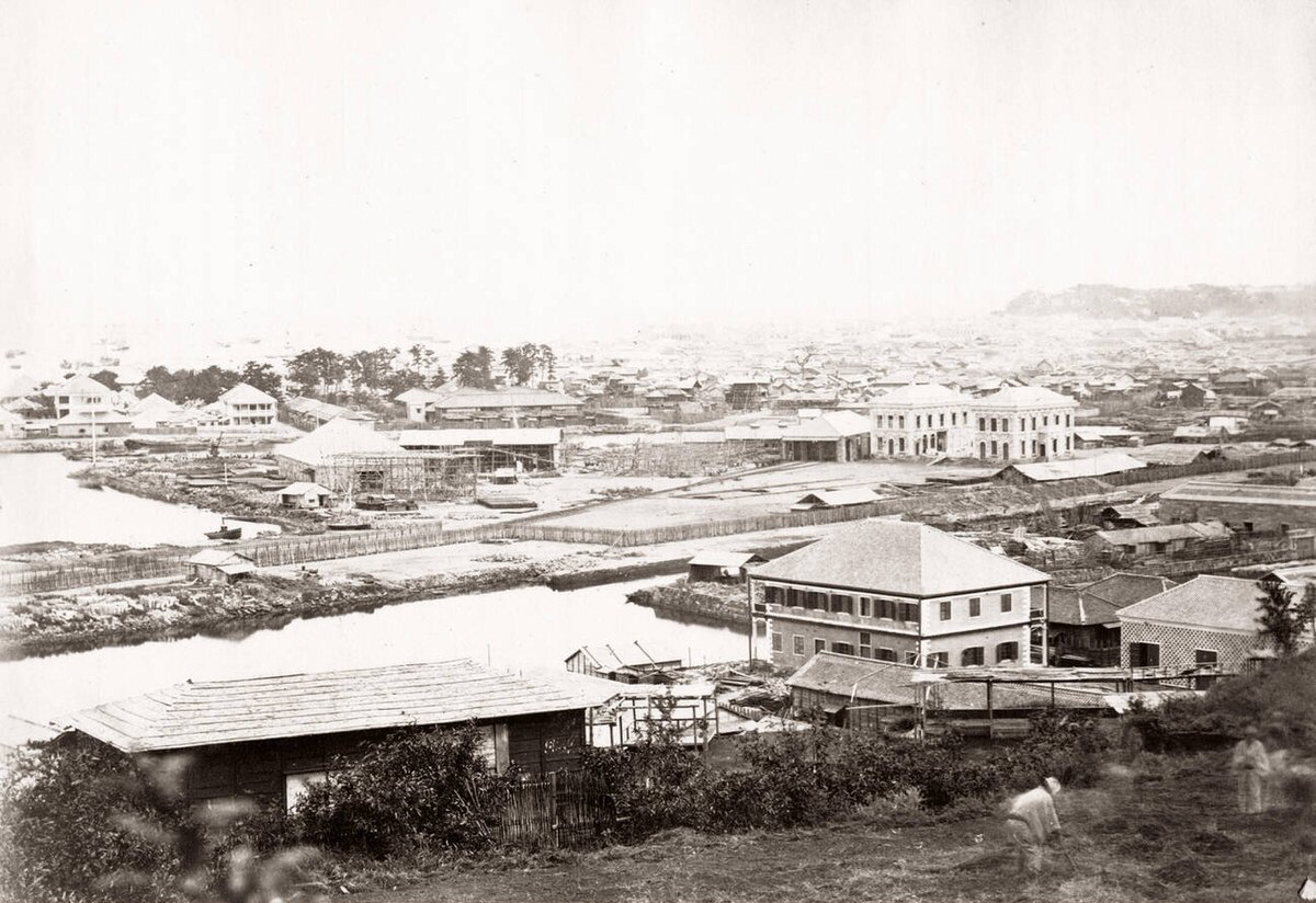 Railway station in Yokohama, 1871