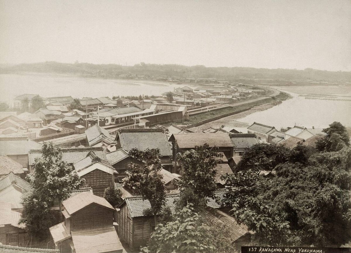 Railway track at Kanagawa near Yokohama, 1890