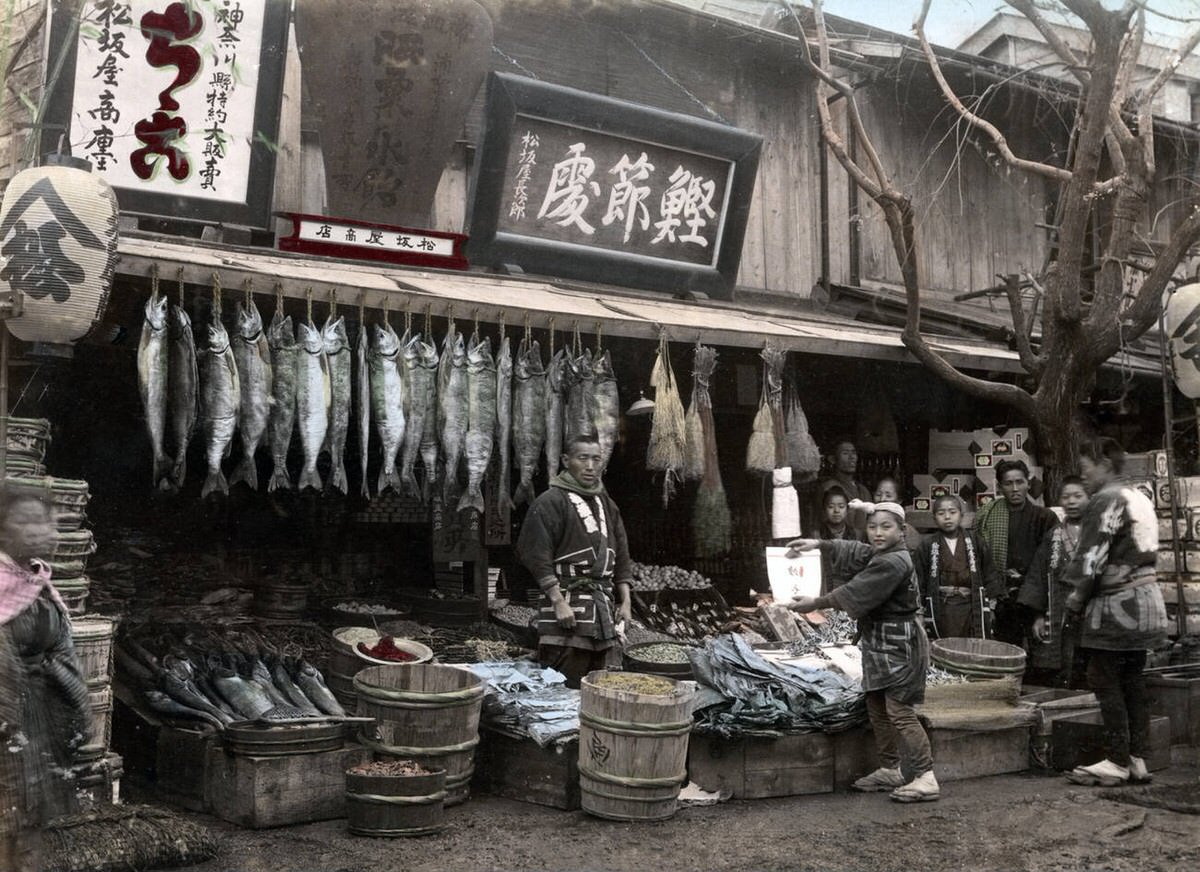 Fish stall, 1880