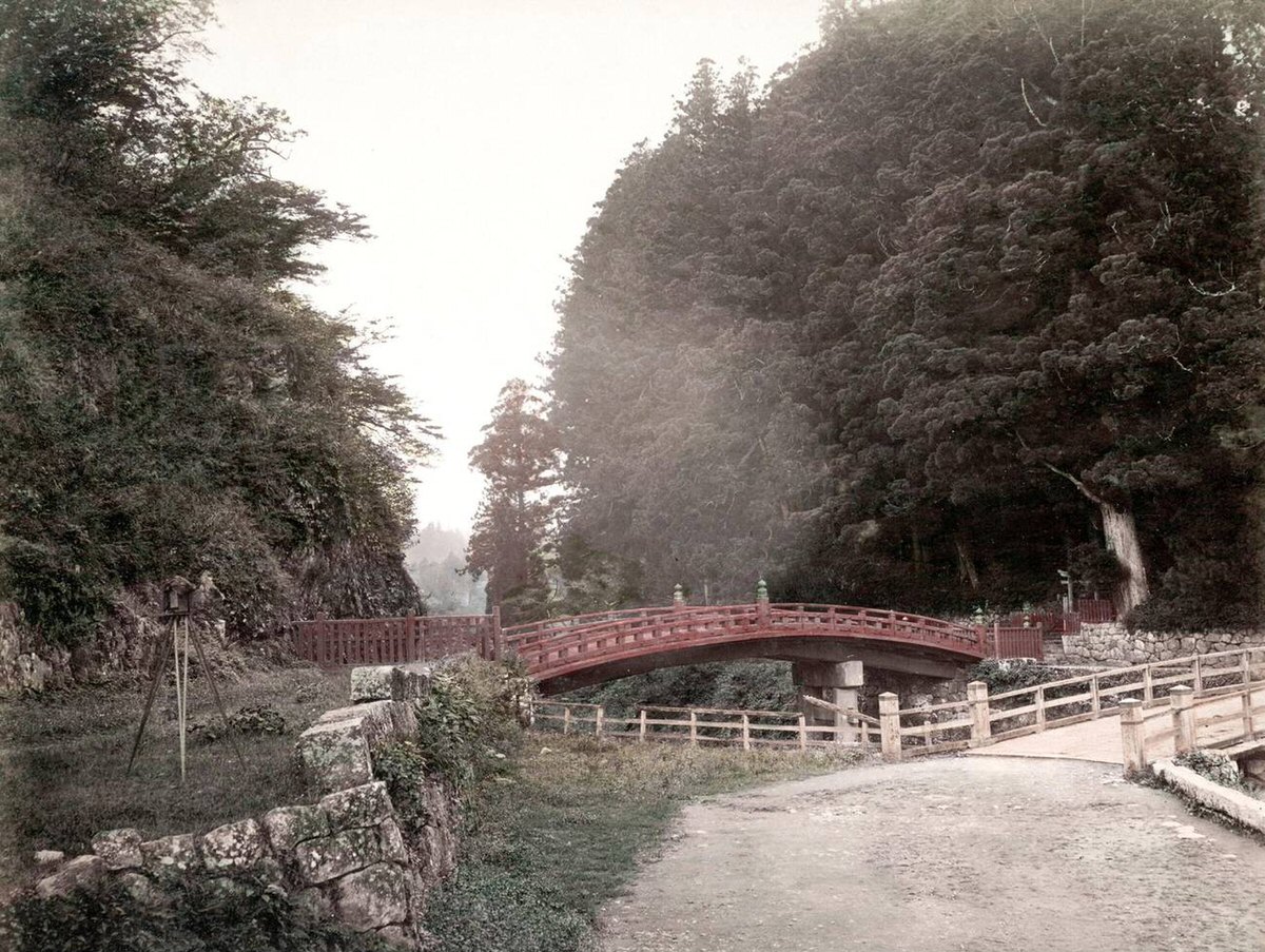 Sacred lacquer bridge at Nikko, 1880s