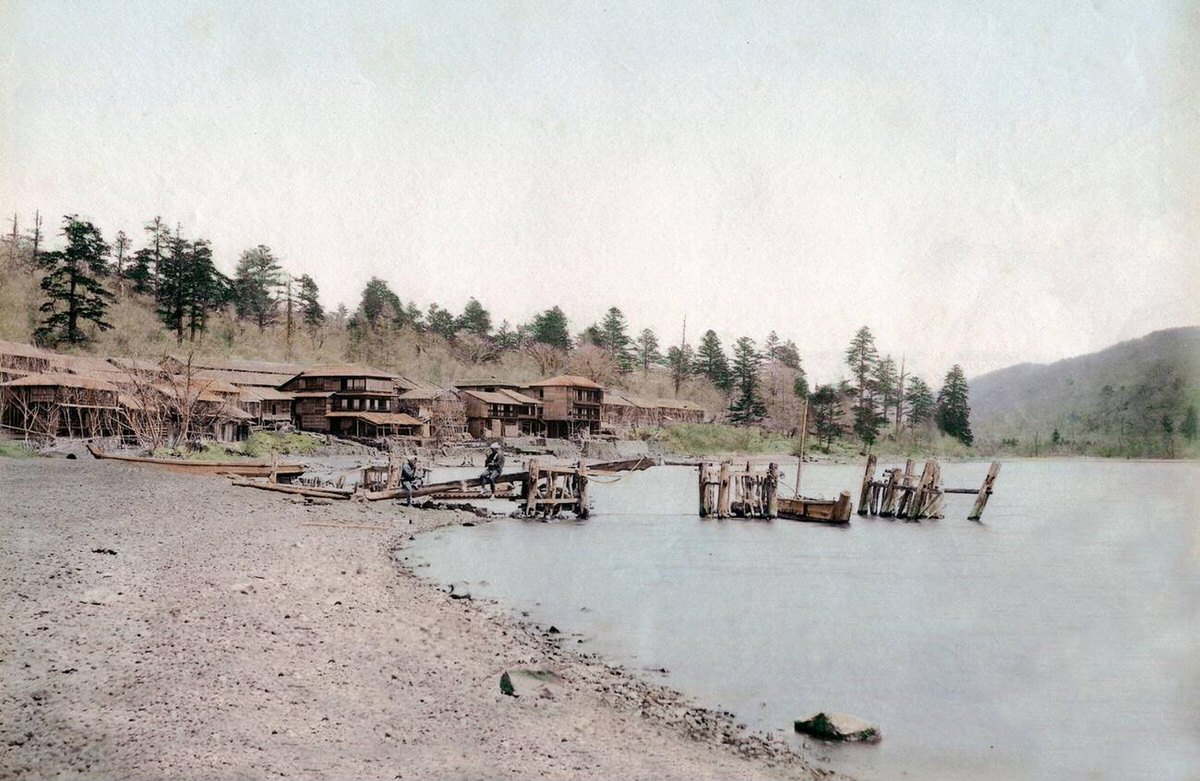 Boat jetty at Lake Chuzenji, 1880s