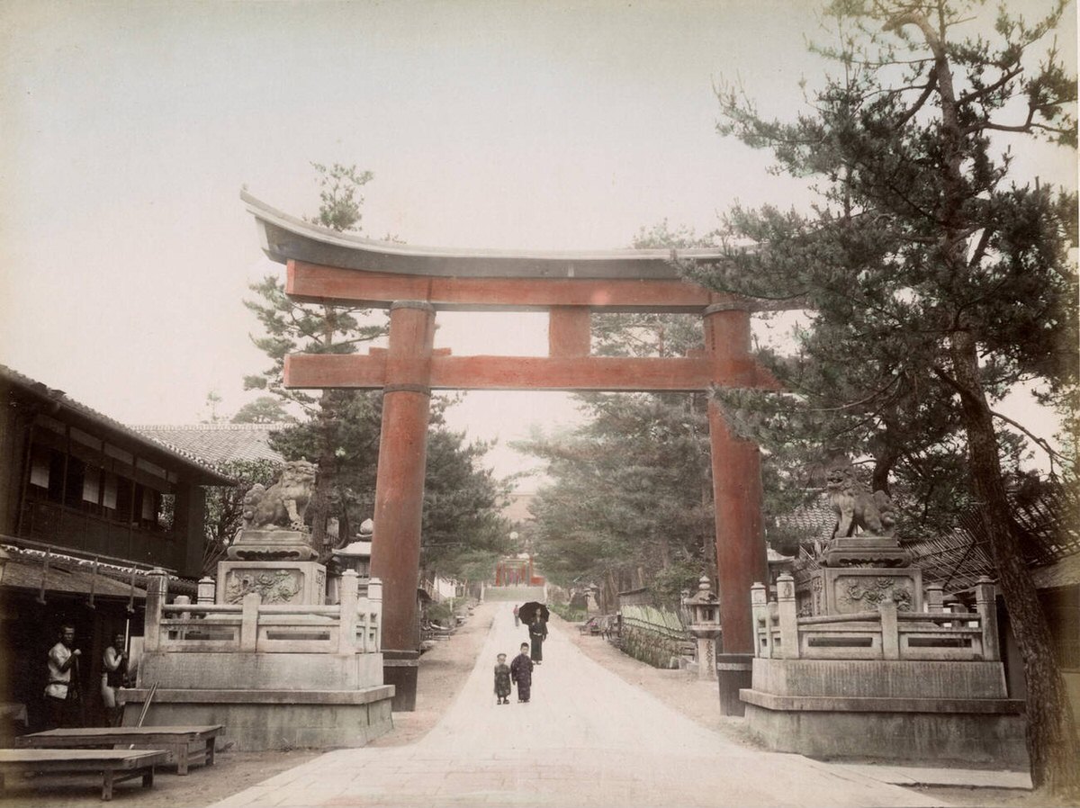 Torii at the Inari temple in Fushimi, 1880s