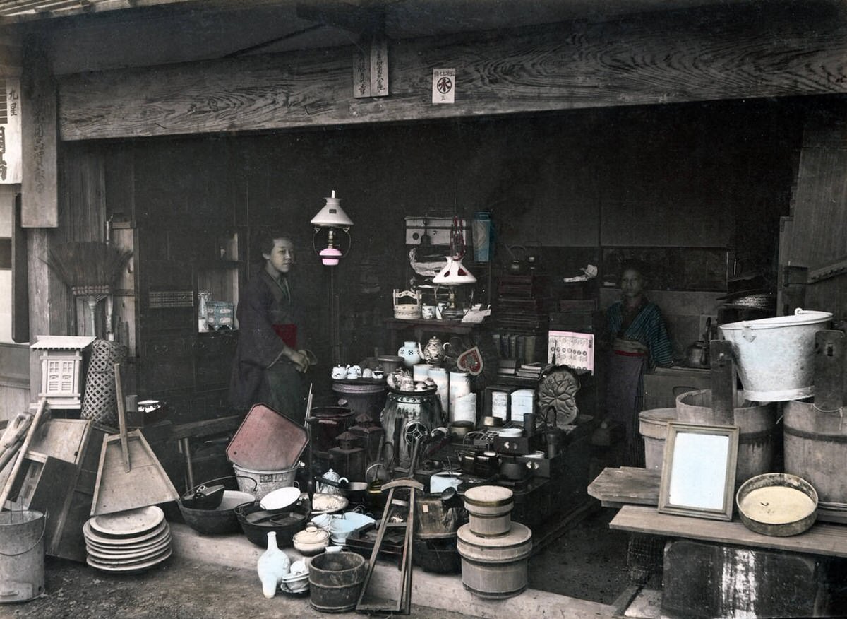 Homeware store in Japan, 1880s