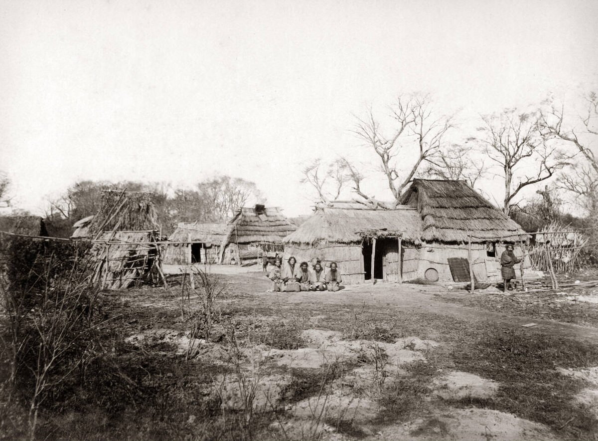 Ainu village in Hokkaido, 1880s