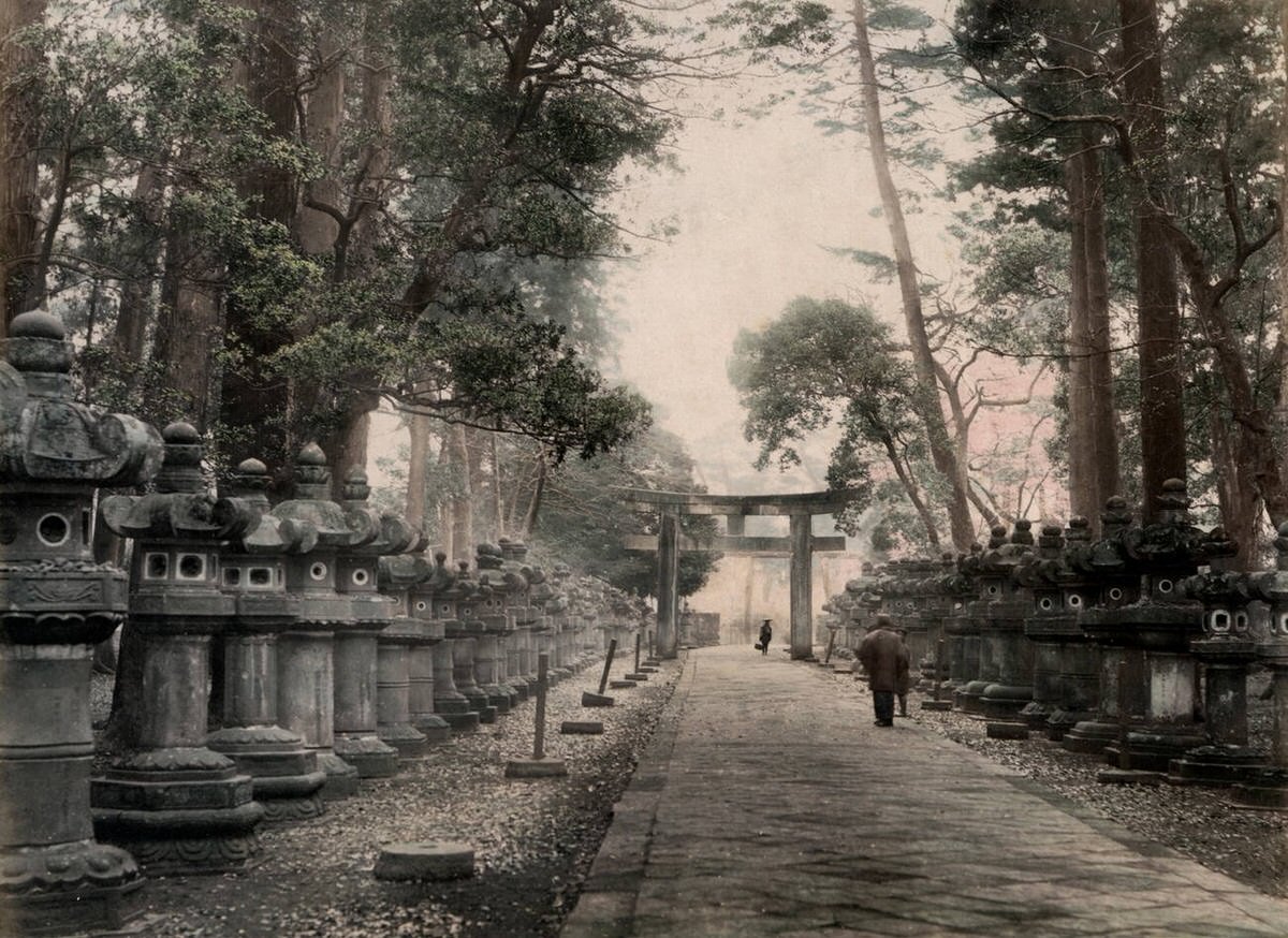 Ueno shrine temple grounds in Tokyo, 1880s