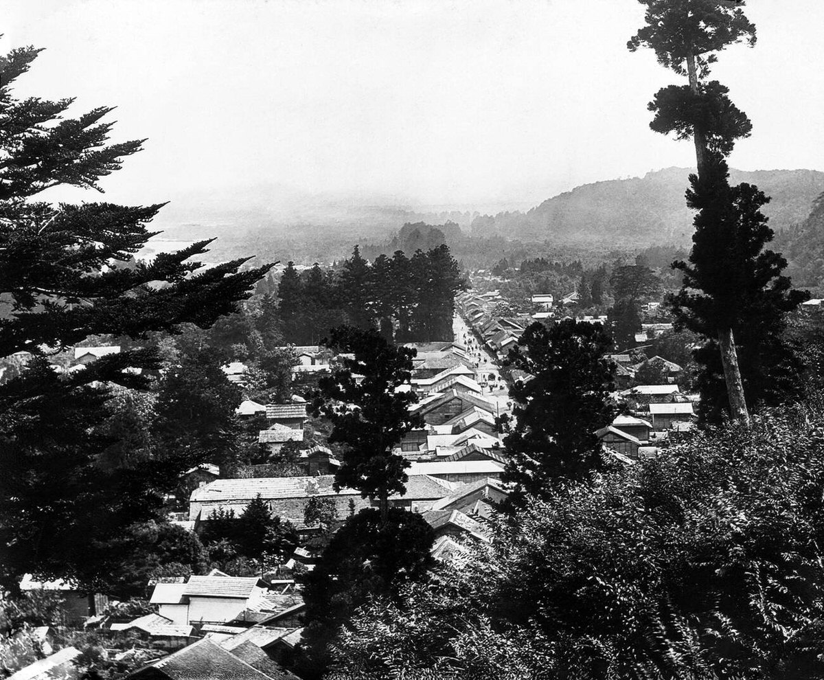Panoramic view of Hatsuishi in Nikko, 1890s