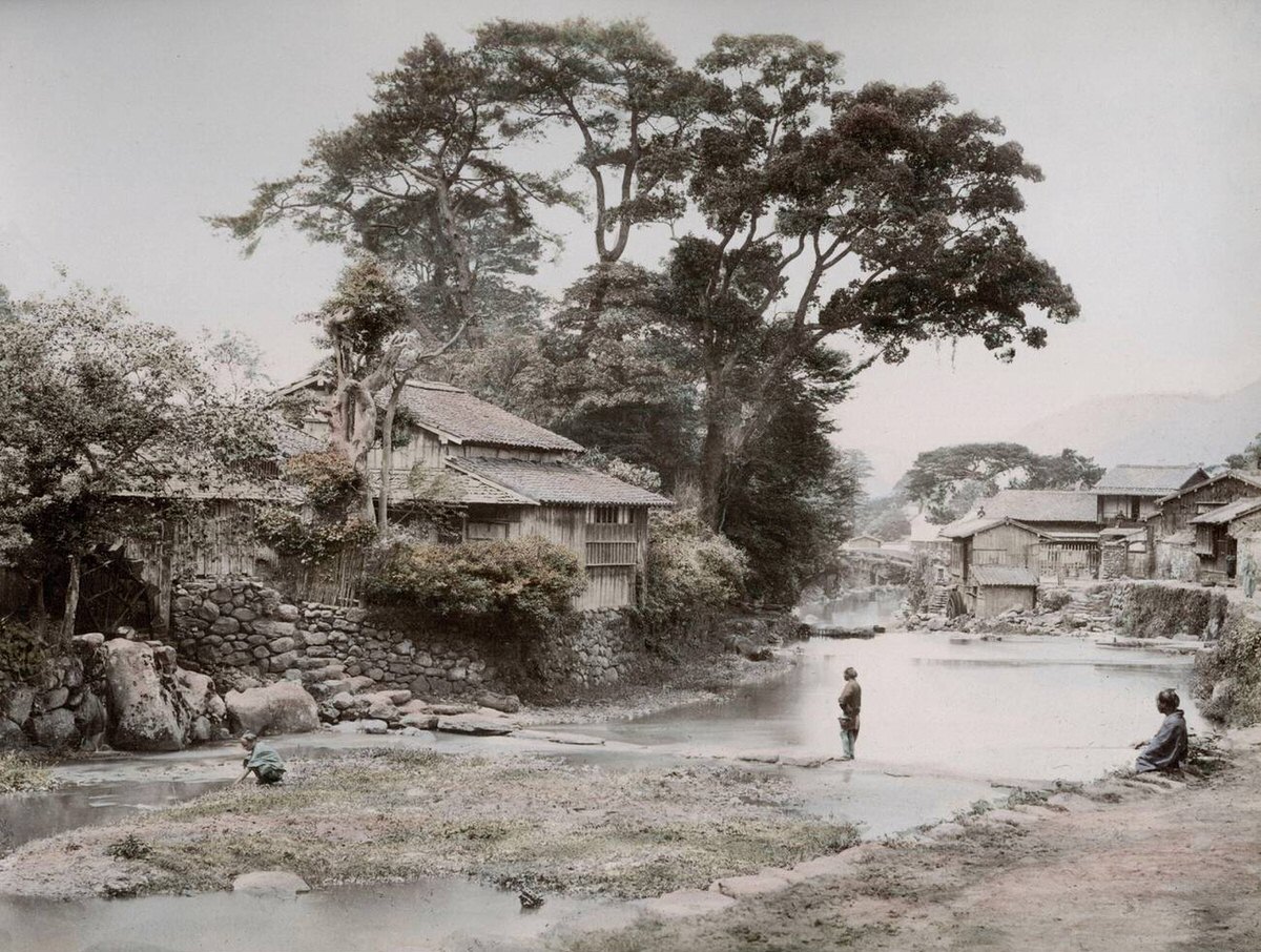 River scene in Nagasaki, 1890s