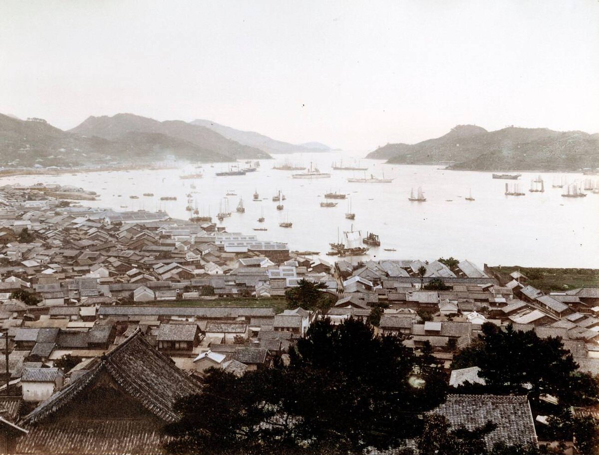 Ships in Nagasaki Harbor, 1890s