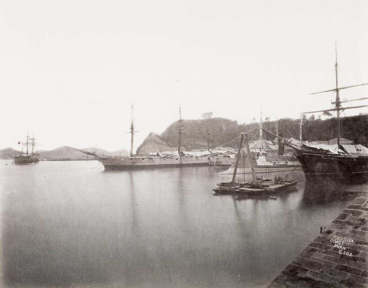 Docks and ships at Yokosuka, 1890s