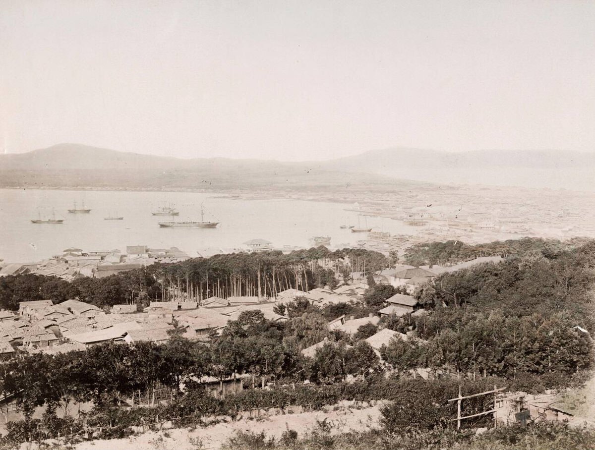 View of the harbor of Hakodate, 1890s