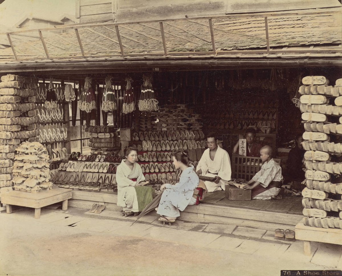 A shoe store, 1890s