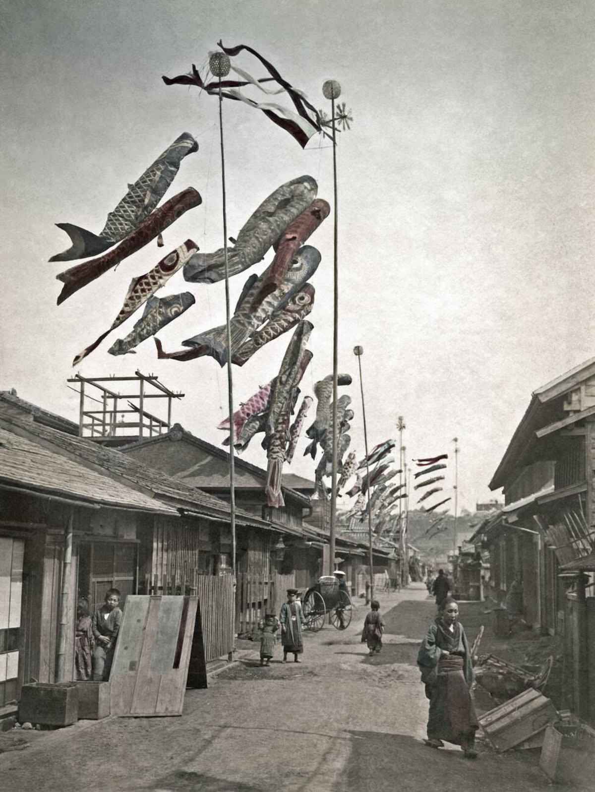 Festival carp banners, 1890