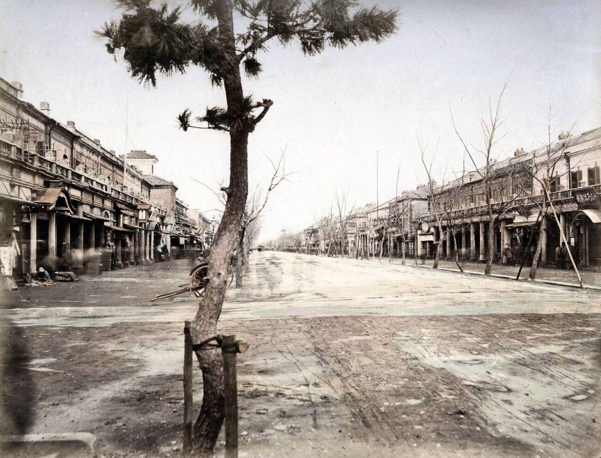 Main street of Ginza in Tokyo, 1890