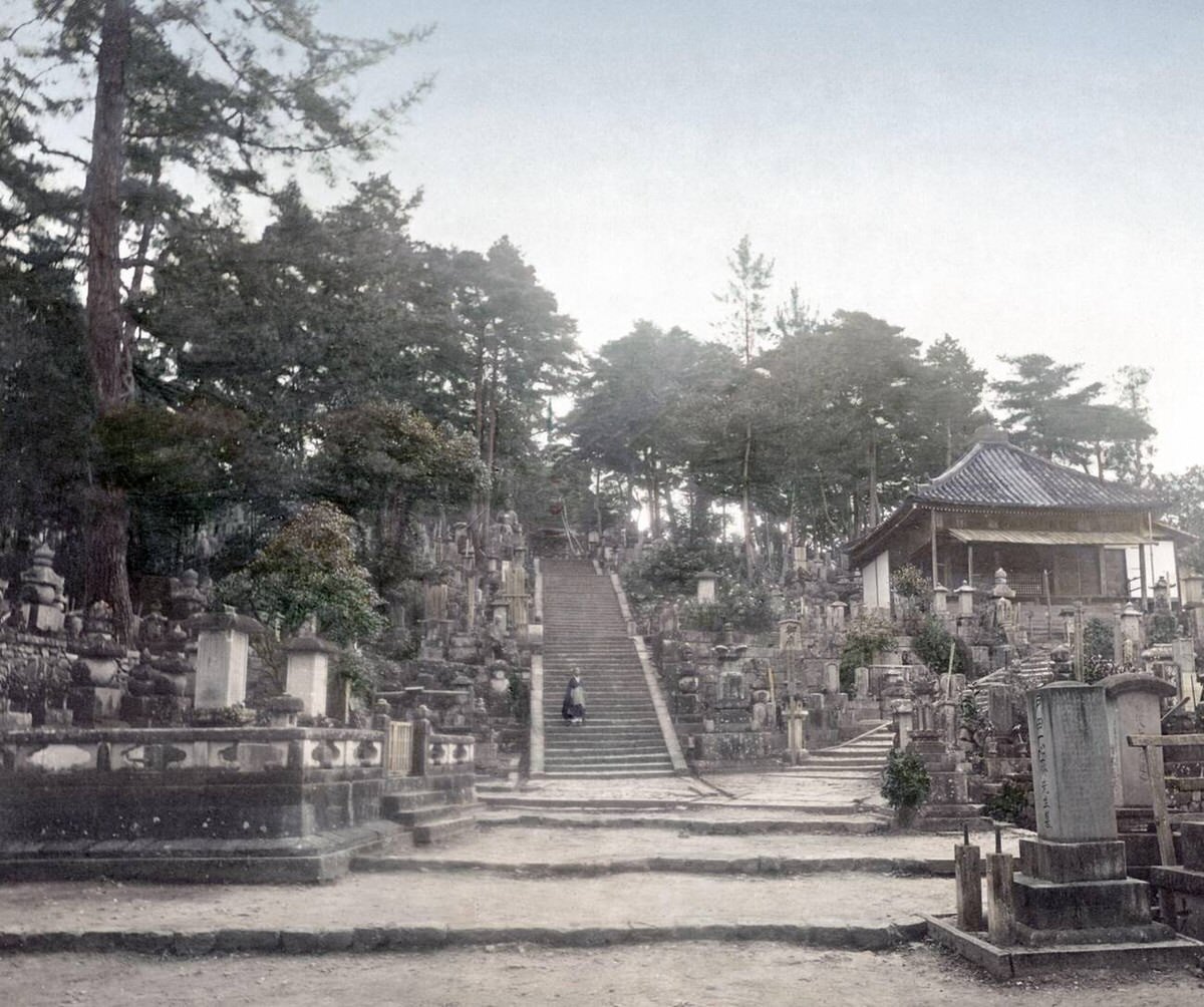 Kurodani graveyard in Kyoto, 1880s