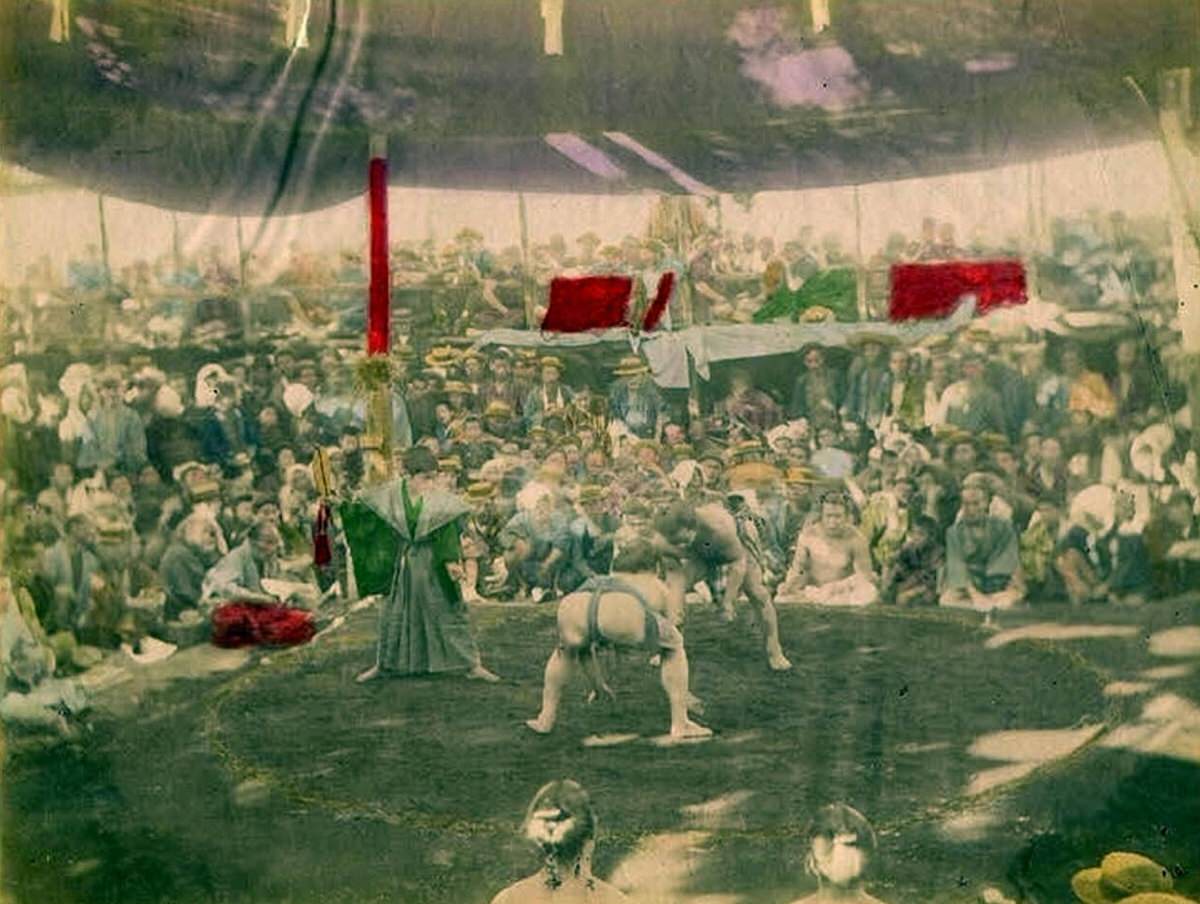 A sumo match, 1890s