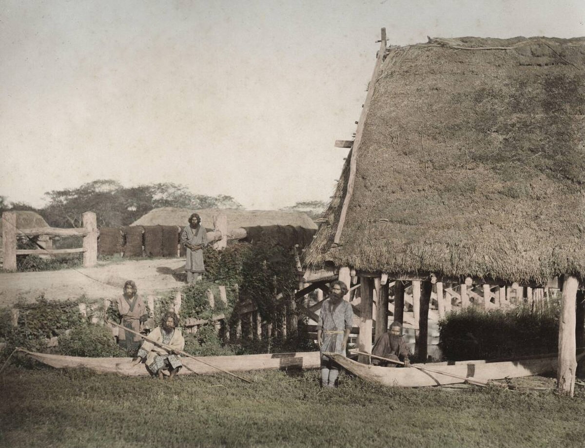Ainu people on Inos Island, 1880