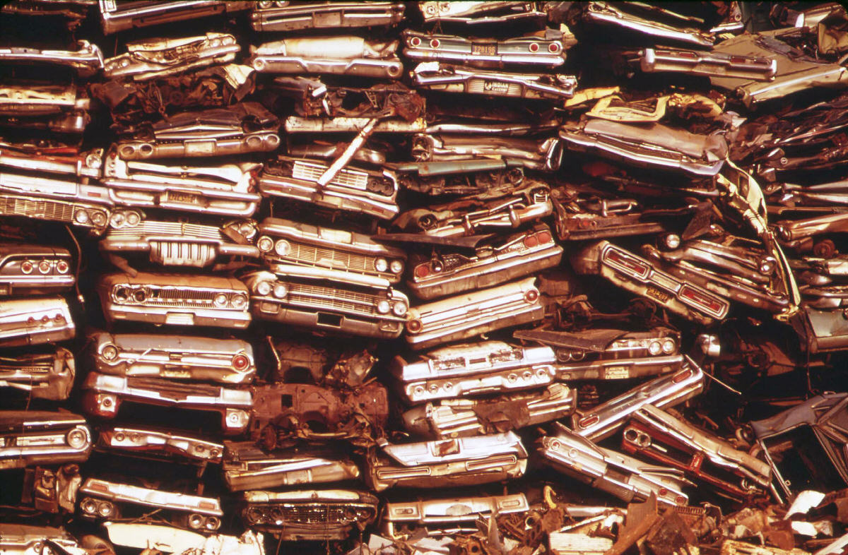 Junkyard on the banks of the Morris Canal in Jersey City, 1974